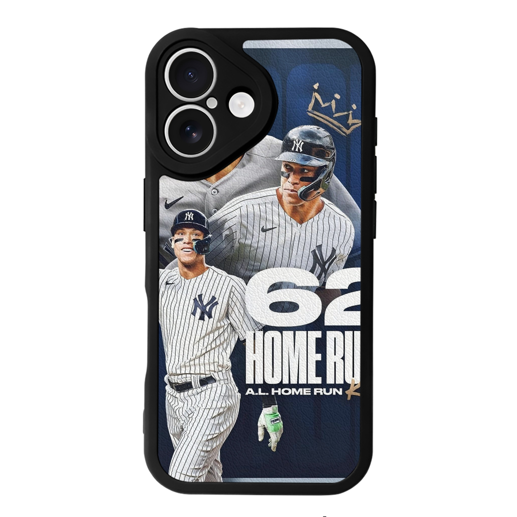 Aaron Judge 62 Home Runs AL Home Run King IPhone 16 Silicone Leather Case – UV Print, Lambskin Texture – Perfect Fit, Wireless Charging Compatible, Scratch Resistant, Precise Cutouts – Stylish Protection For IPhone 16